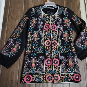 Embroidered Black Jacket for Women